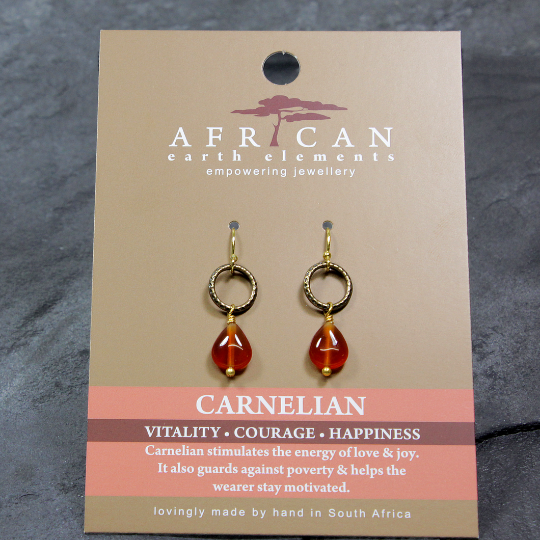 African Earth Elements Carnelian Drop Earrings
