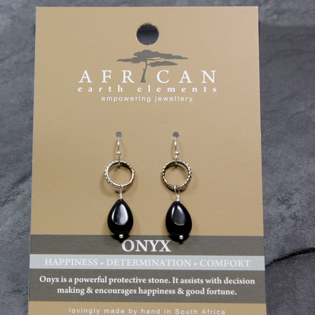 African Earth Elements Onyx Drop Earrings