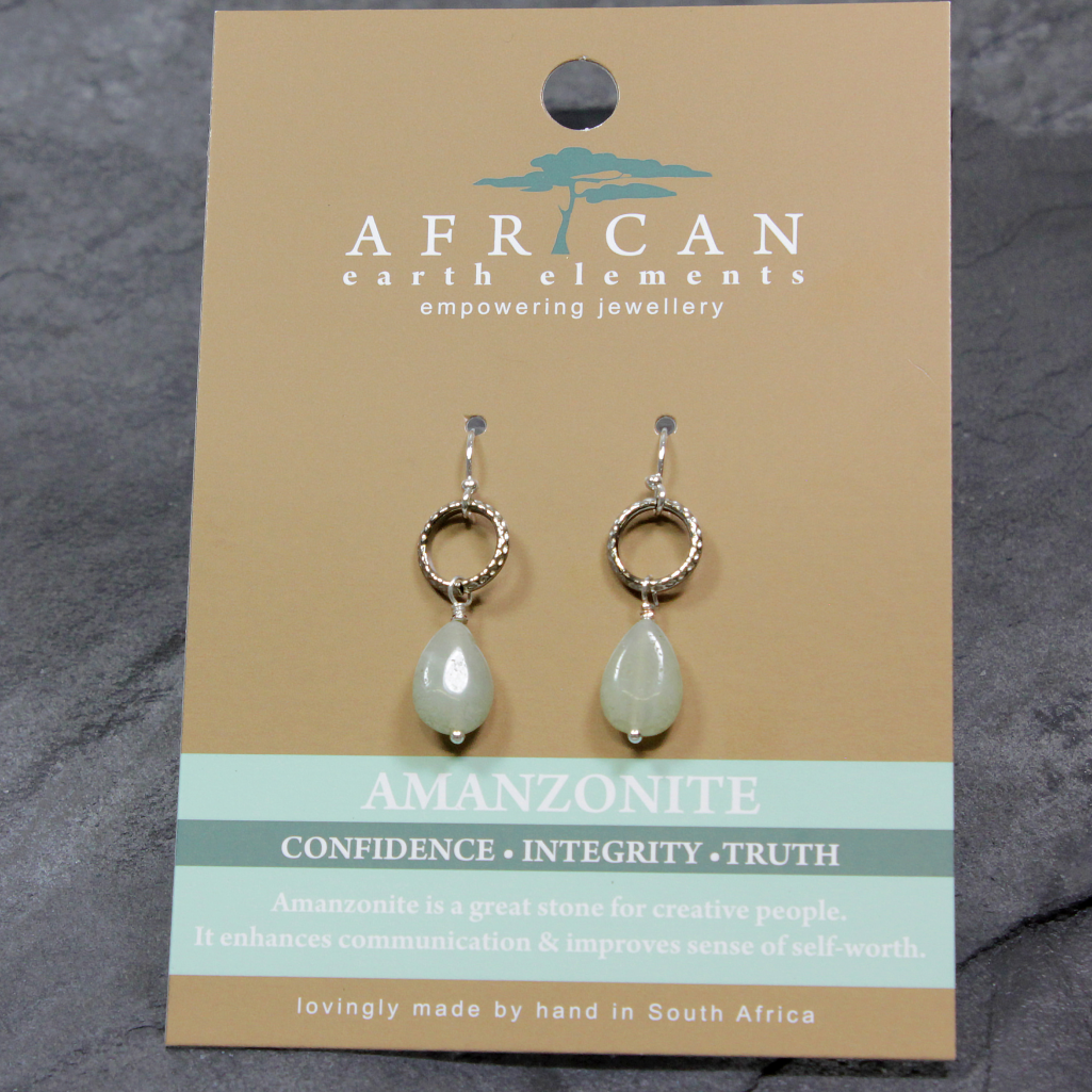 African Earth Elements Amazonite Drop Earrings