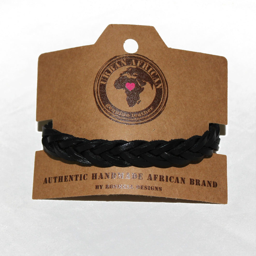 Urban Black 5mm Plaited Genuine Leather Bracelet