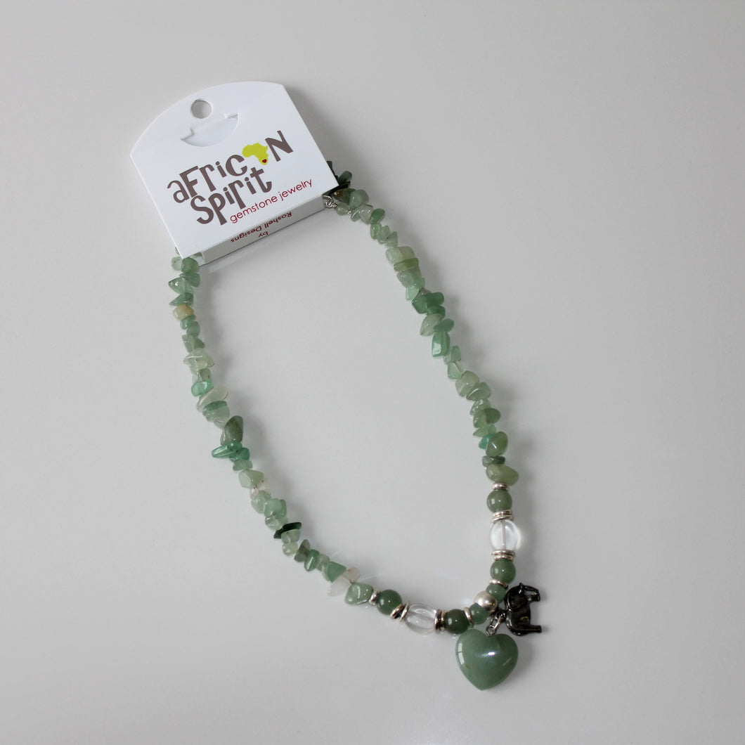 African Spirt Green Jade Charm Necklace