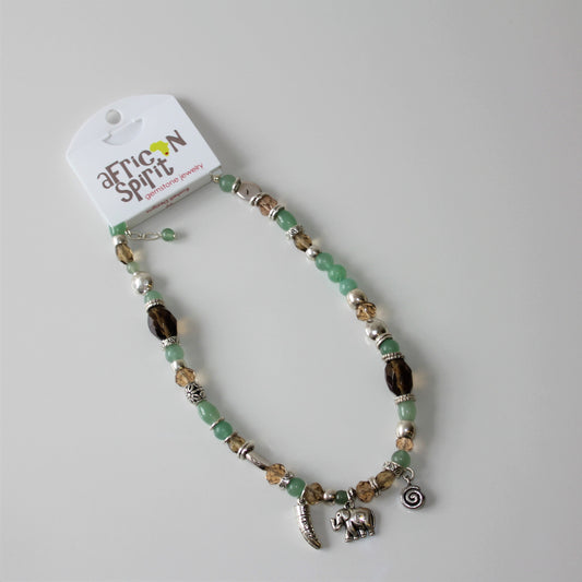 African Spirit Green Aventurine Bling Necklace