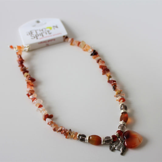 African Spirt Carnelian Charm Necklace