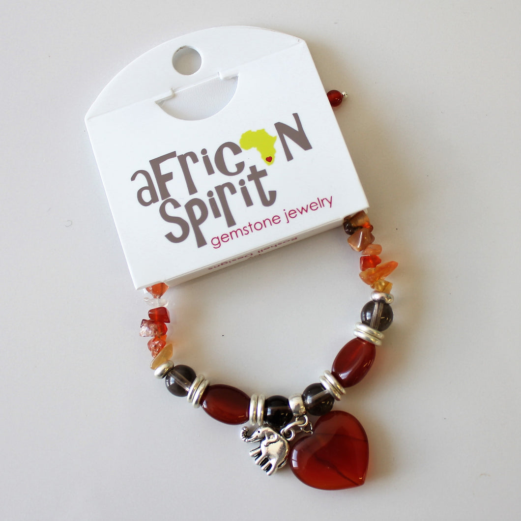 African Spirit Carnelian Charm Bracelet