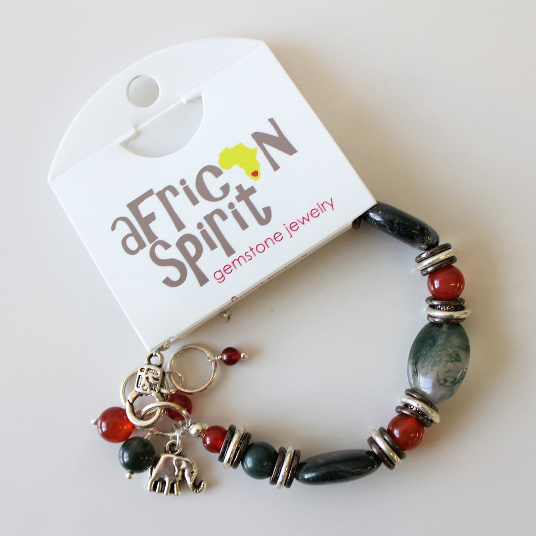 African Spirit Moss Agate Full Bracelet