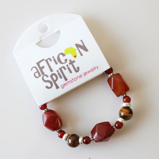 African Spirit Carnelian Chunky Stretch Bracelet