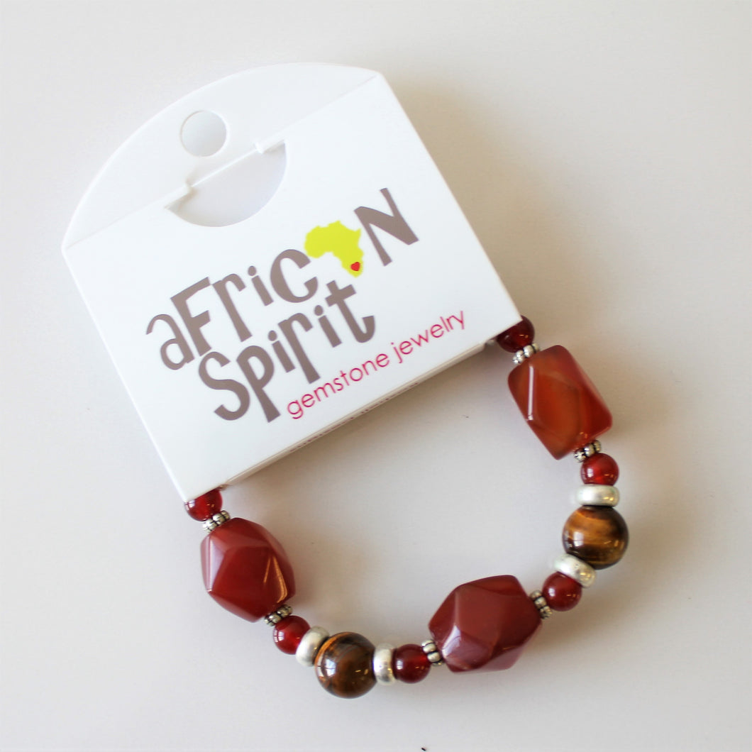 African Spirit Carnelian Chunky Stretch Bracelet