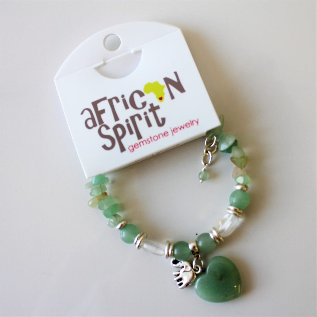 African Spirt Green Jade Charm Bracelet