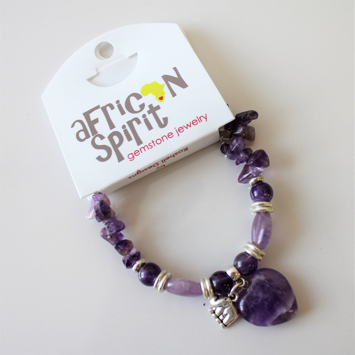 African Spirit Amethyst Charm Bracelet