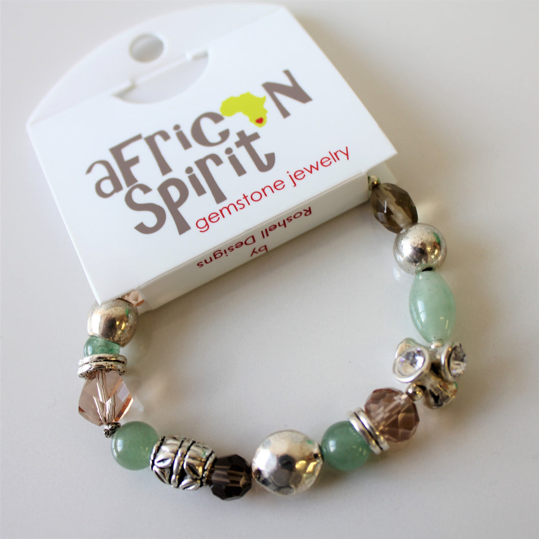 African Spirit Green Aventurine Bling Bracelet