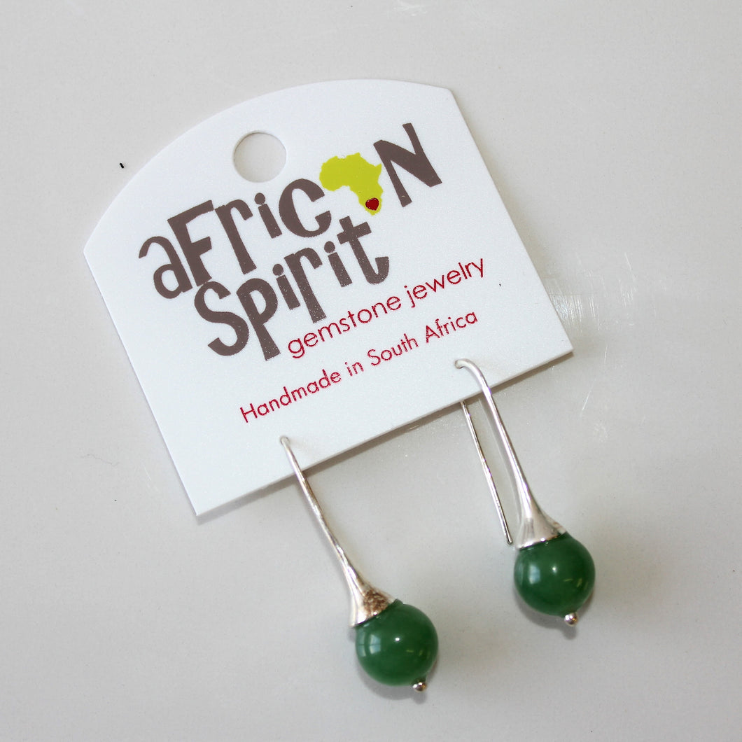 African Spirit Green Aventurine Drop Earrings