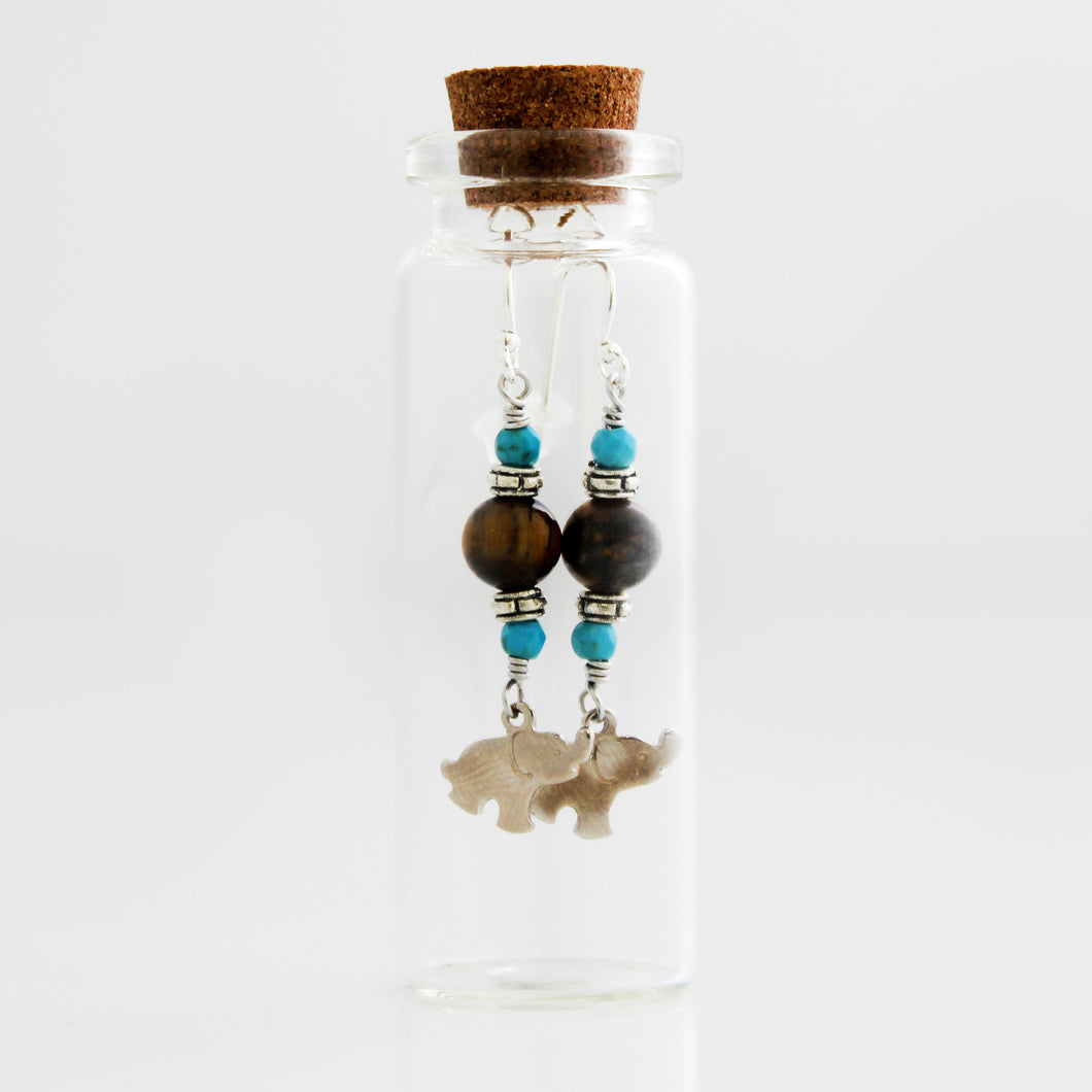 Bottled Tigers Eye and Turquoise Earrings