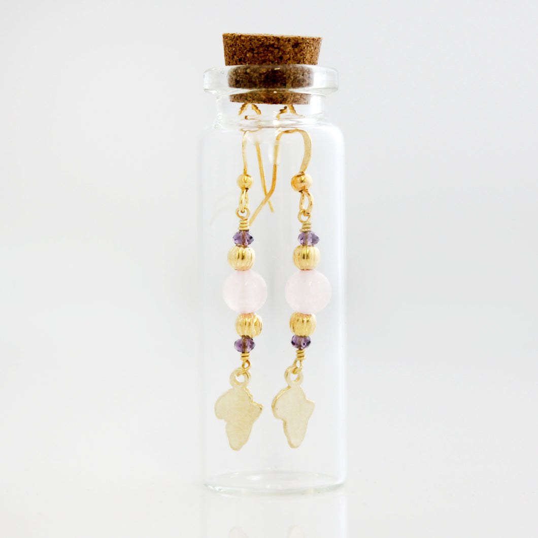 Bottled Rose Quartz and Crystal Earrings