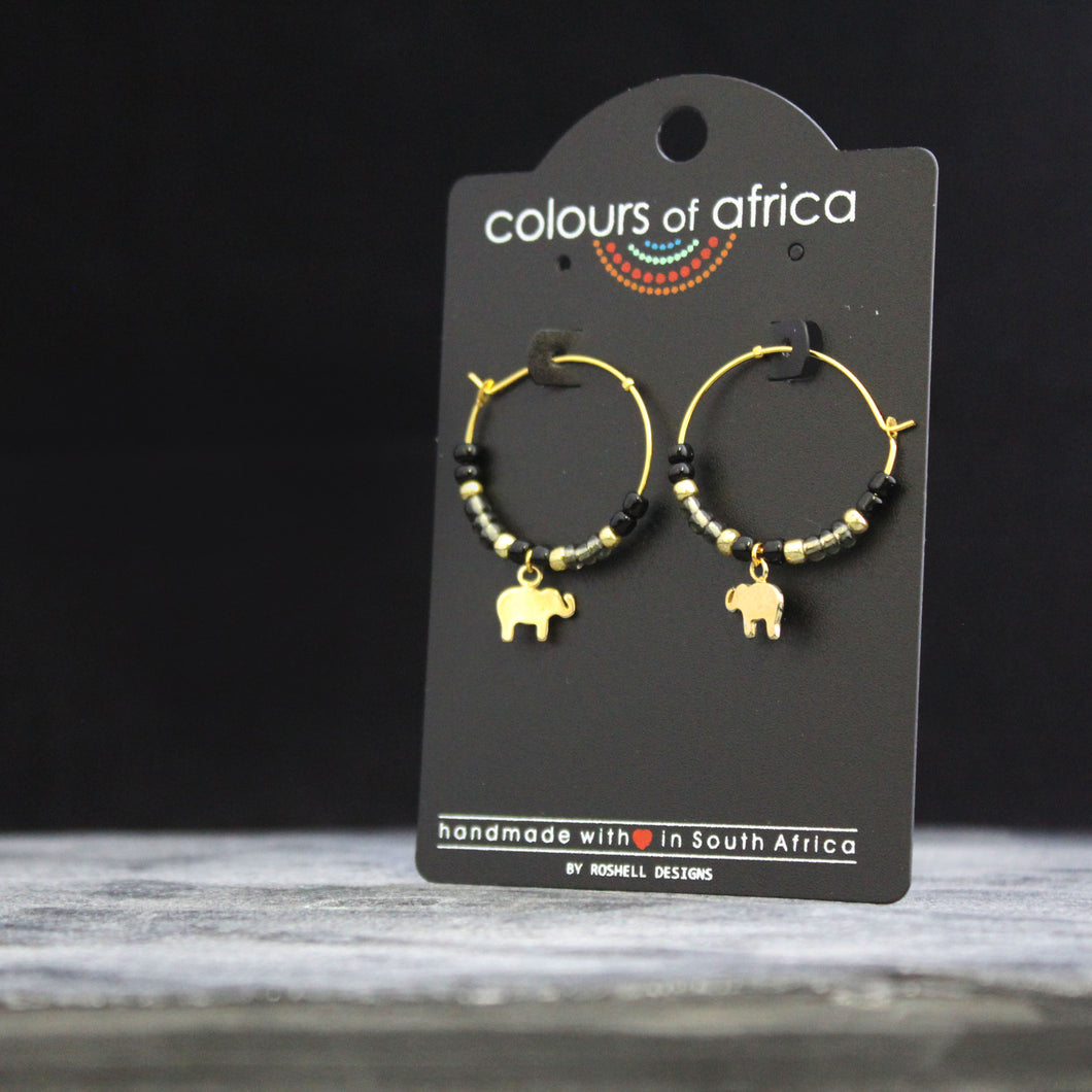 Colours of Africa Black Hoop Earrings