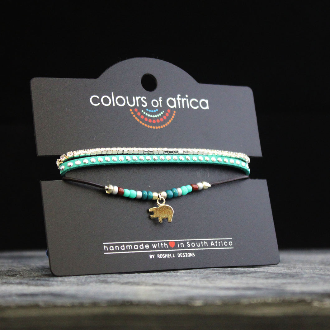 Colours of Africa Turquoise Leather Bracelet