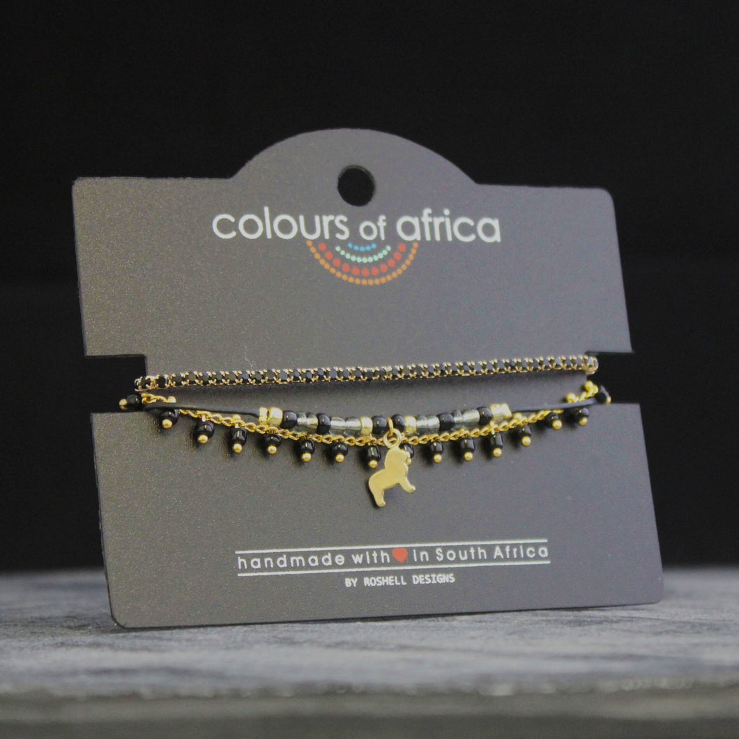Colours of Africa Black Leather Bracelet