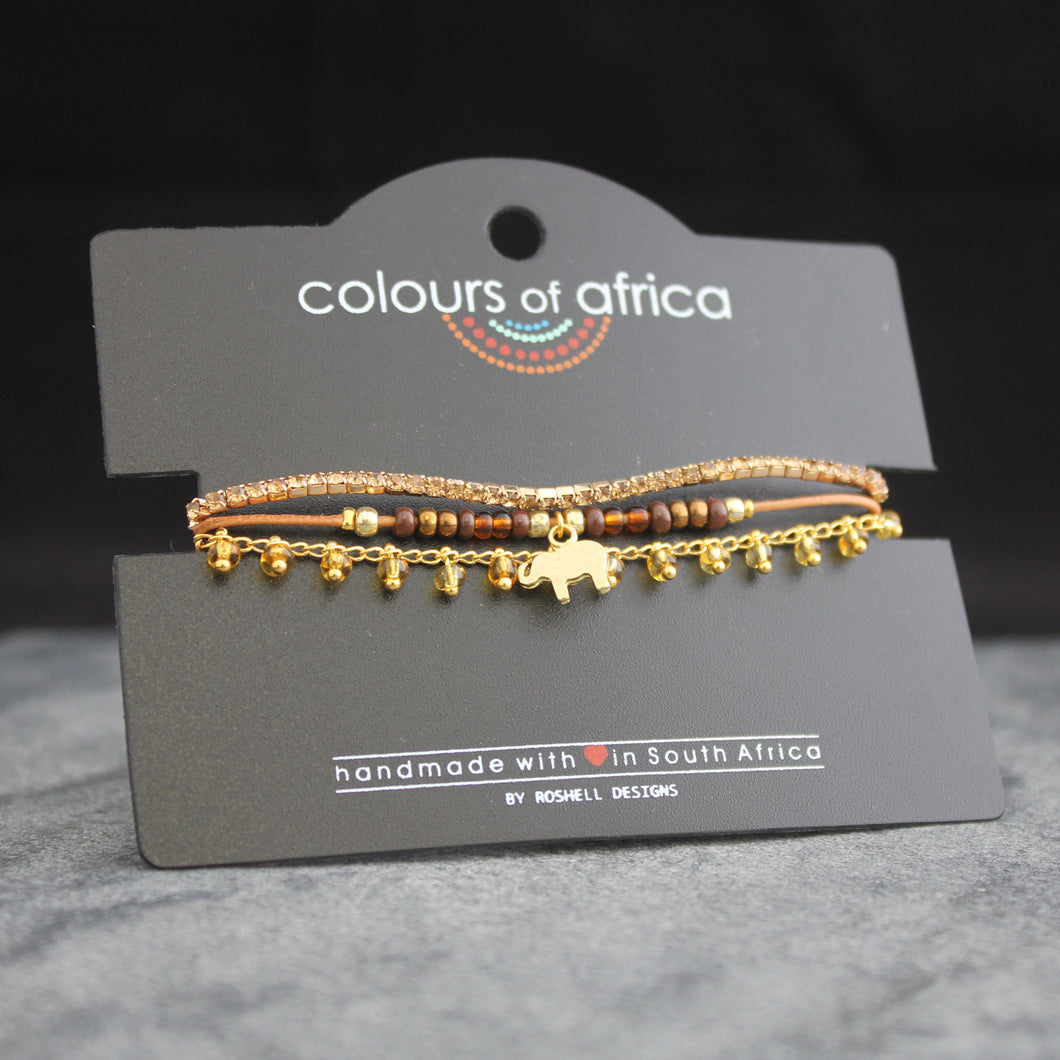 Colours of Africa Brown Leather Bracelet