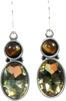 Thanda Tigers Eye and Oval Honey CZ Earrings