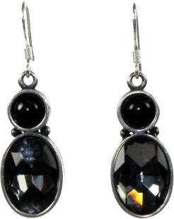 Thanda Onyx and Oval Charcoal CZ Earrings