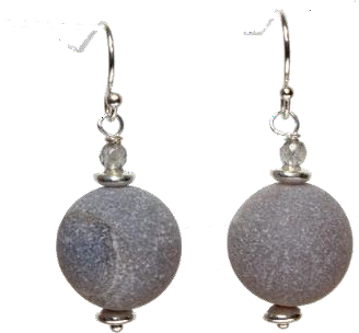 Thanda Round Matt Grey Druzy Agate Earrings