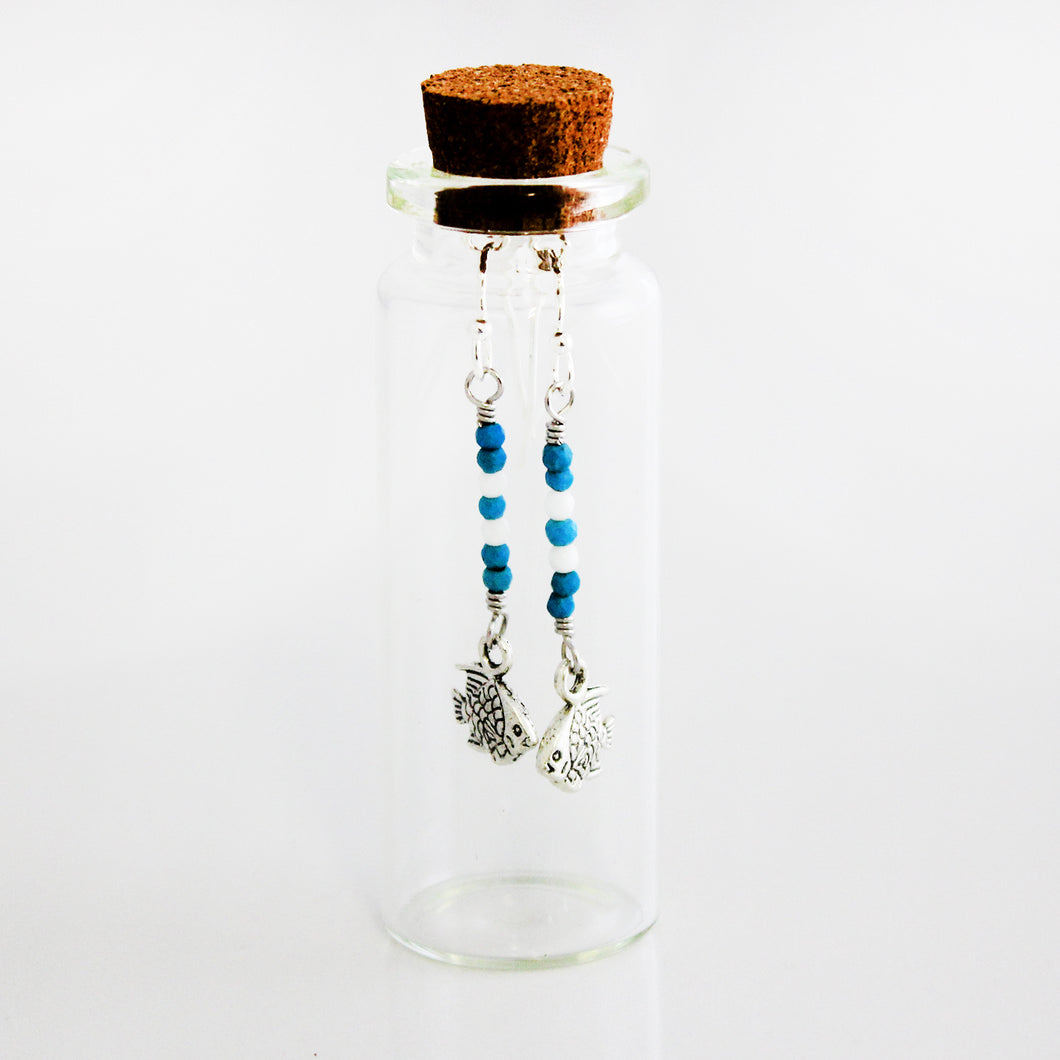 Bottled Turquoise Fish Earrings